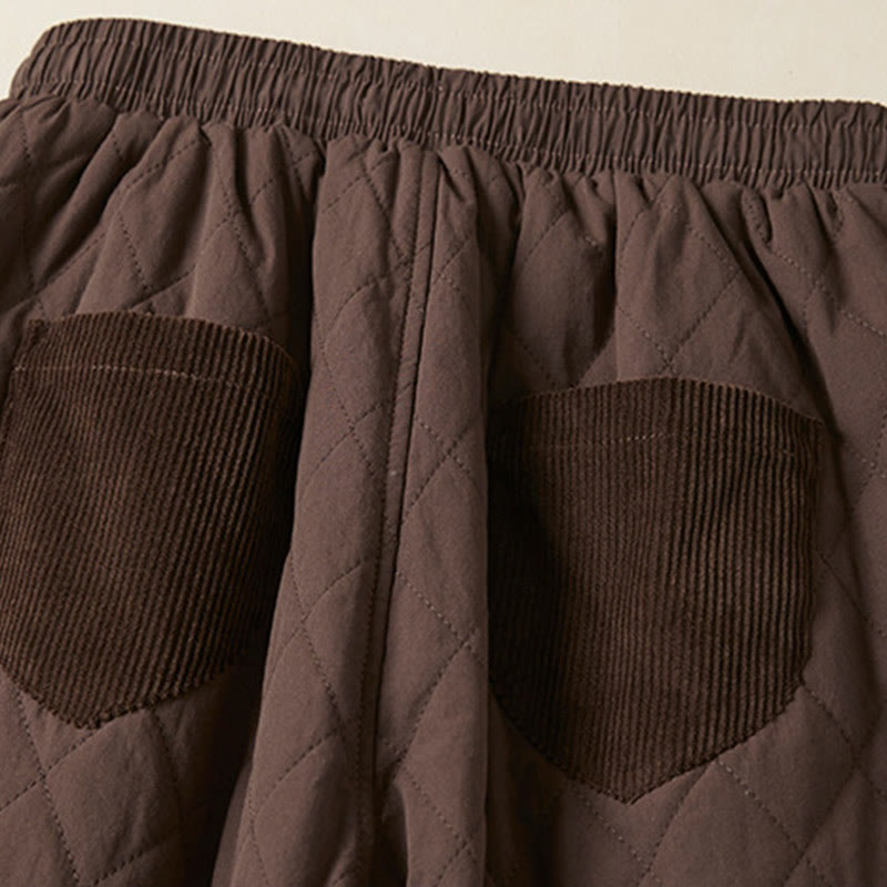 Pantalon sarouel en coton matelassé à motif losanges Buddha Stones pour femme, doublé polaire thermique, avec poches - image 22