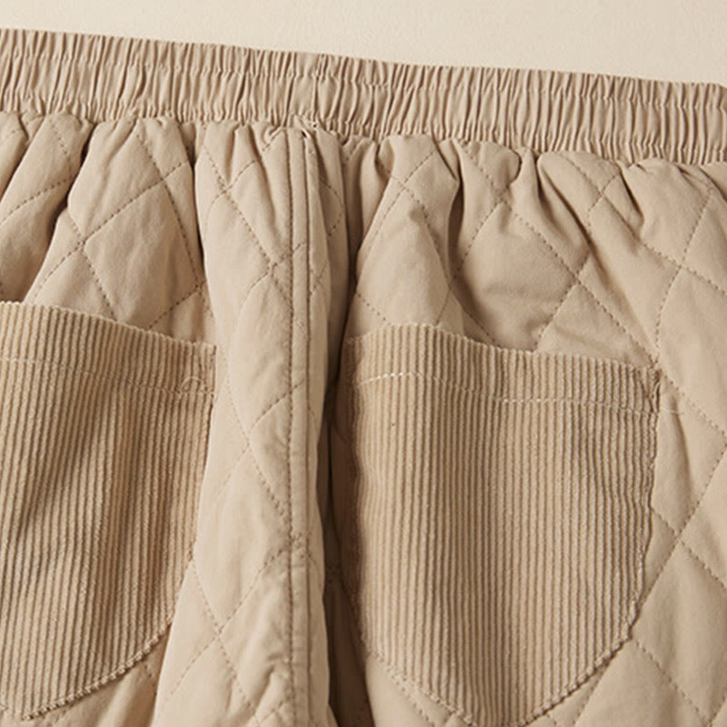 Pantalon sarouel en coton matelassé à motif losanges Buddha Stones pour femme, doublé polaire thermique, avec poches - image 13