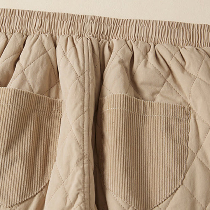 Pantalon sarouel en coton matelassé à motif losanges Buddha Stones pour femme, doublé polaire thermique, avec poches - image 13