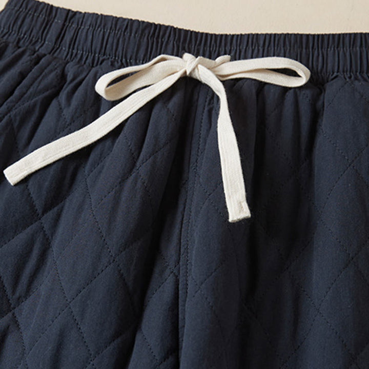 Pantalon sarouel en coton matelassé à motif losanges Buddha Stones pour femme, doublé polaire thermique, avec poches - image 2