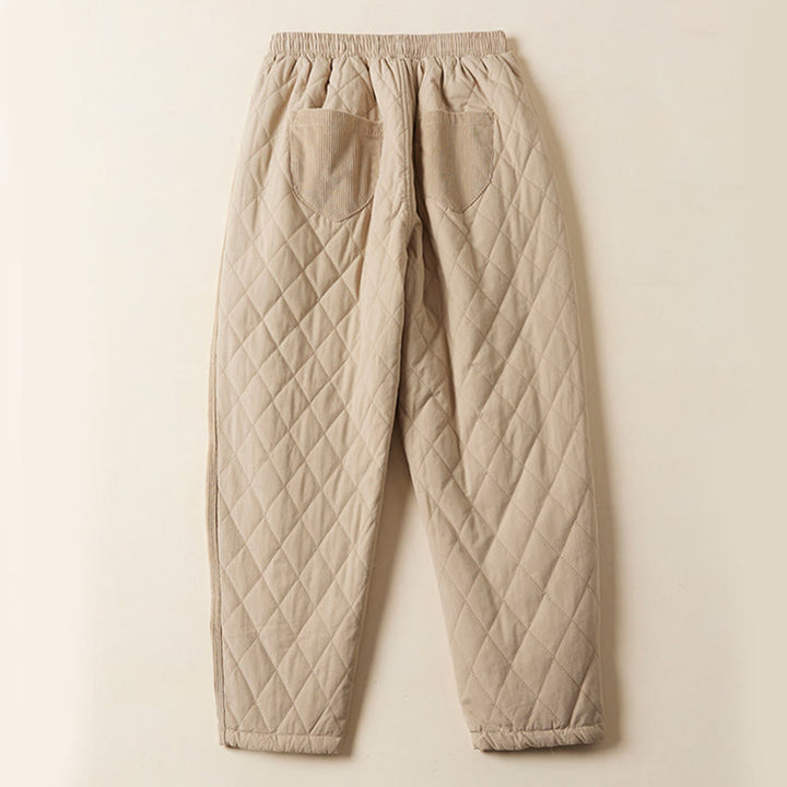 Pantalon sarouel en coton matelassé à motif losanges Buddha Stones pour femme, doublé polaire thermique, avec poches - image 11