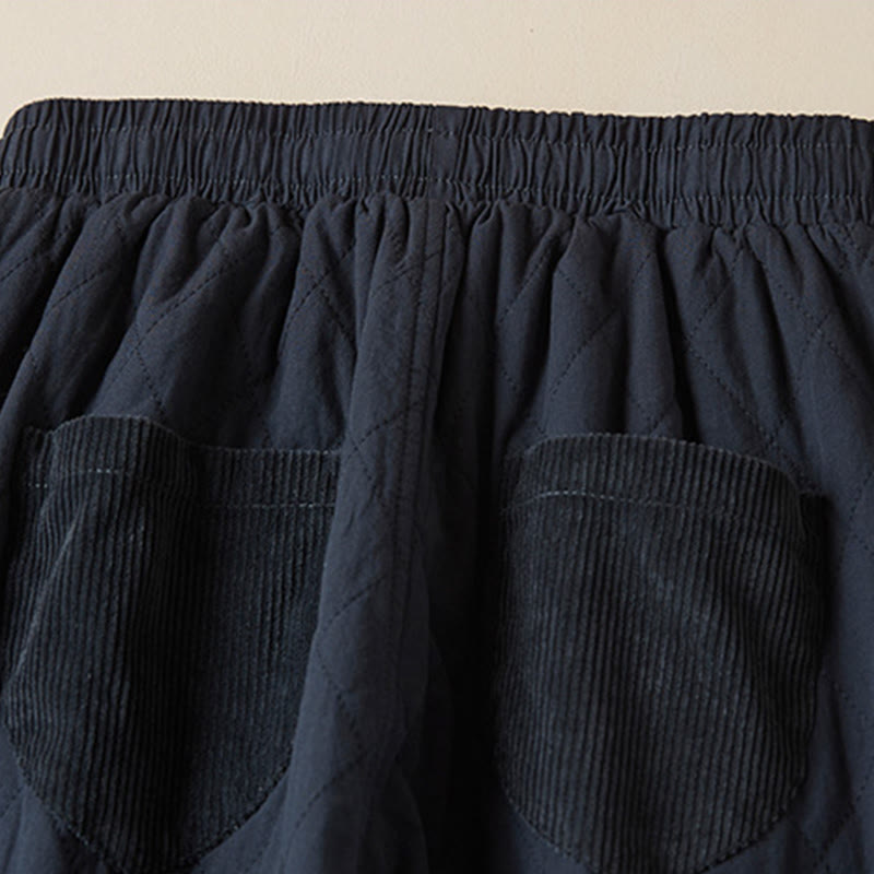 Pantalon sarouel en coton matelassé à motif losanges Buddha Stones pour femme, doublé polaire thermique, avec poches - image 4