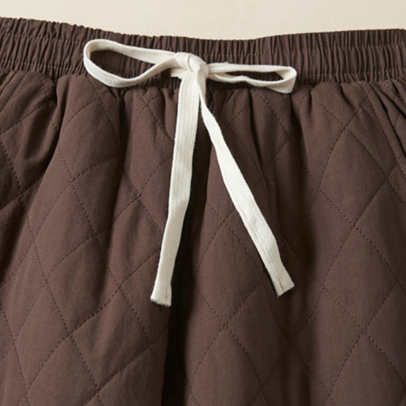 Pantalon sarouel en coton matelassé à motif losanges Buddha Stones pour femme, doublé polaire thermique, avec poches - image 21