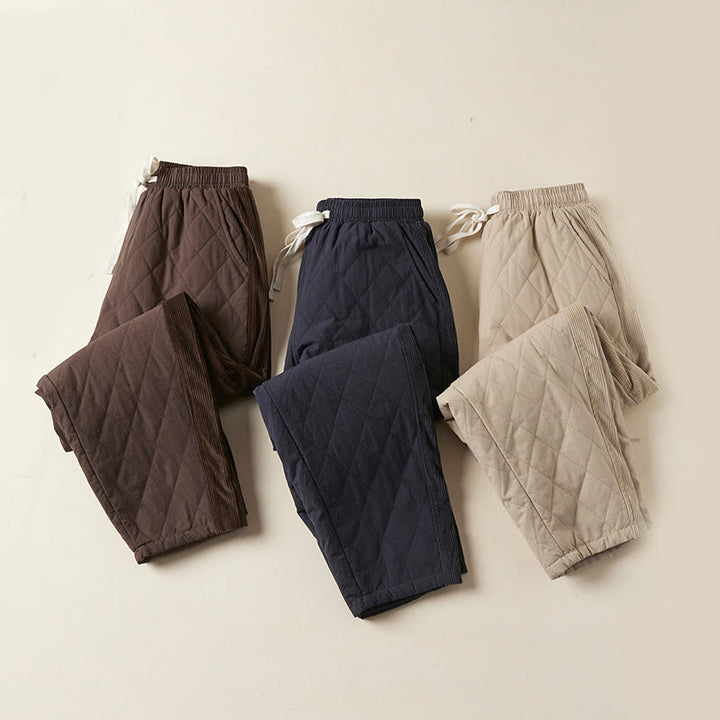 Pantalon sarouel en coton matelassé à motif losanges Buddha Stones pour femme, doublé polaire thermique, avec poches - image 28