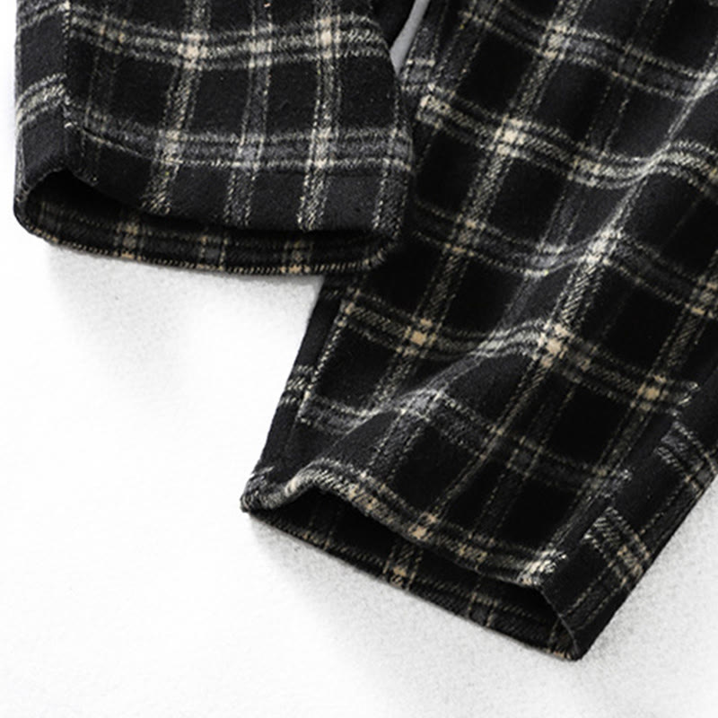 Pantalon sarouel en coton doublé polaire avec poches, motif à carreaux rétro Buddha Stones pour femme - image 15