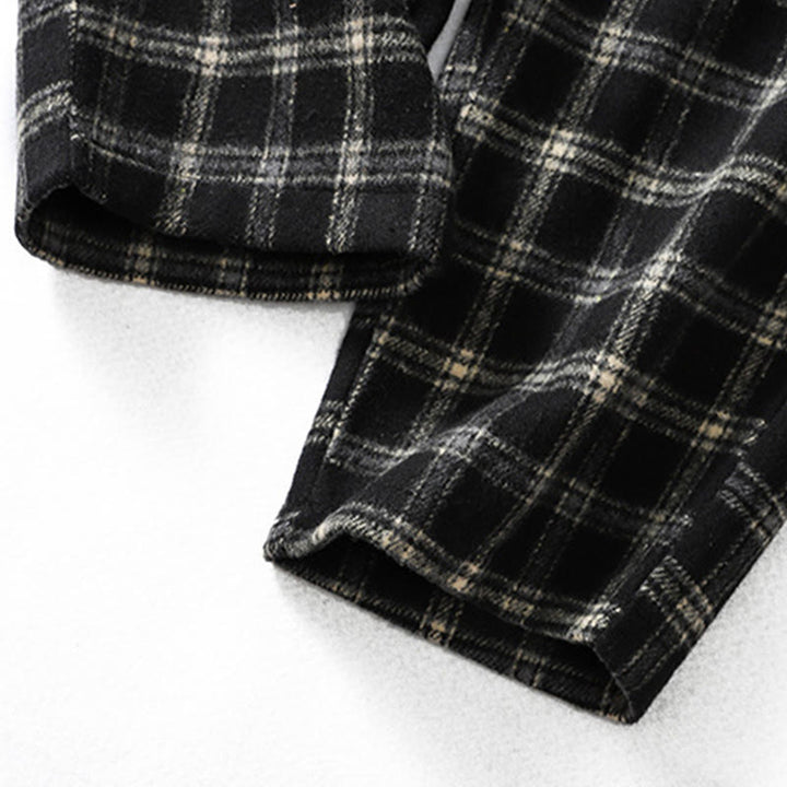 Pantalon sarouel en coton doublé polaire avec poches, motif à carreaux rétro Buddha Stones pour femme - image 15