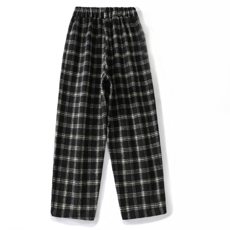 Pantalon sarouel en coton doublé polaire avec poches, motif à carreaux rétro Buddha Stones pour femme - image 11