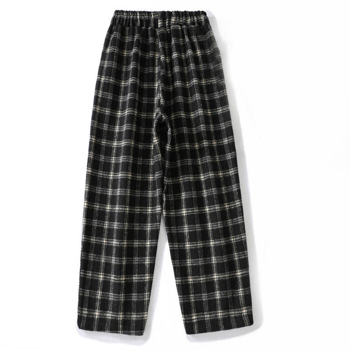 Pantalon sarouel en coton doublé polaire avec poches, motif à carreaux rétro Buddha Stones pour femme - image 11