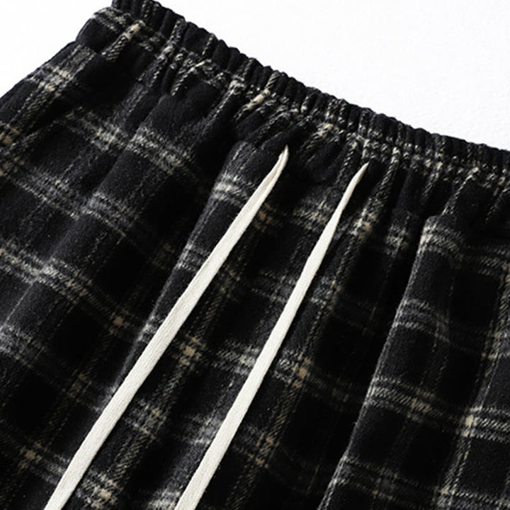 Pantalon sarouel en coton doublé polaire avec poches, motif à carreaux rétro Buddha Stones pour femme - image 12