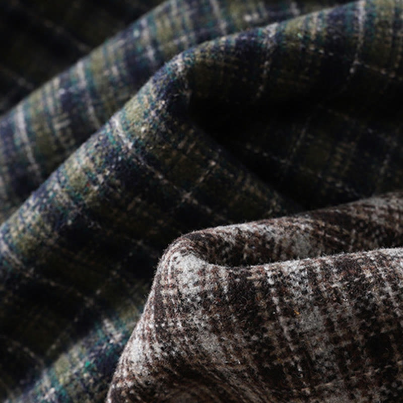 Pantalon sarouel en coton doublé polaire avec poches, motif à carreaux rétro Buddha Stones pour femme - image 17