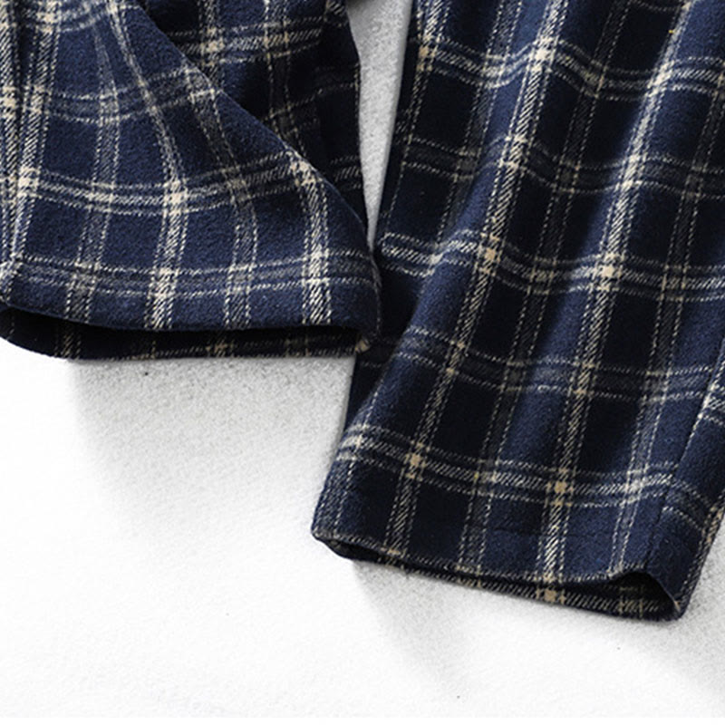 Pantalon sarouel en coton doublé polaire avec poches, motif à carreaux rétro Buddha Stones pour femme - image 7