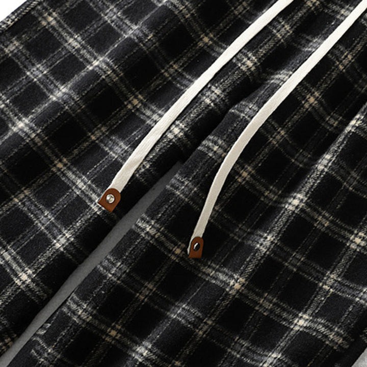 Pantalon sarouel en coton doublé polaire avec poches, motif à carreaux rétro Buddha Stones pour femme - image 12