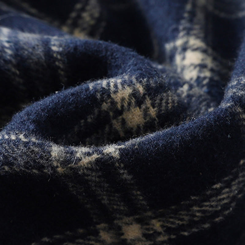 Pantalon sarouel en coton doublé polaire avec poches, motif à carreaux rétro Buddha Stones pour femme - image 6