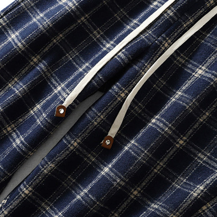 Pantalon sarouel en coton doublé polaire avec poches, motif à carreaux rétro Buddha Stones pour femme - image 4