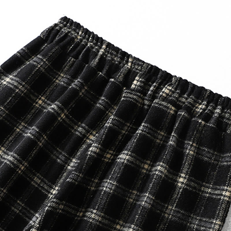Pantalon sarouel en coton doublé polaire avec poches, motif à carreaux rétro Buddha Stones pour femme - image 15