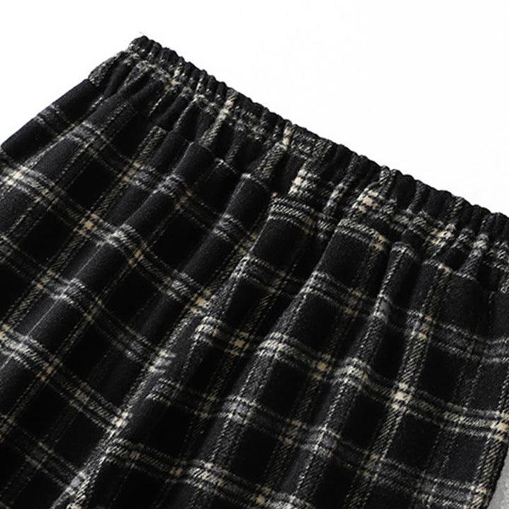 Pantalon sarouel en coton doublé polaire avec poches, motif à carreaux rétro Buddha Stones pour femme - image 15