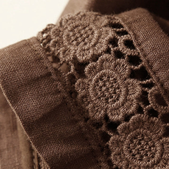 Short en coton à lacets avec poches et motif Buddha Stones, couleur unie, bas ajouré - image 21