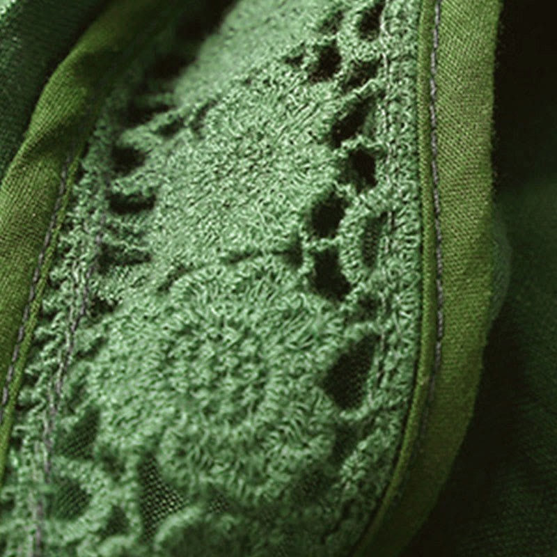 Short en coton à lacets avec poches et motif Buddha Stones, couleur unie, bas ajouré - image 39