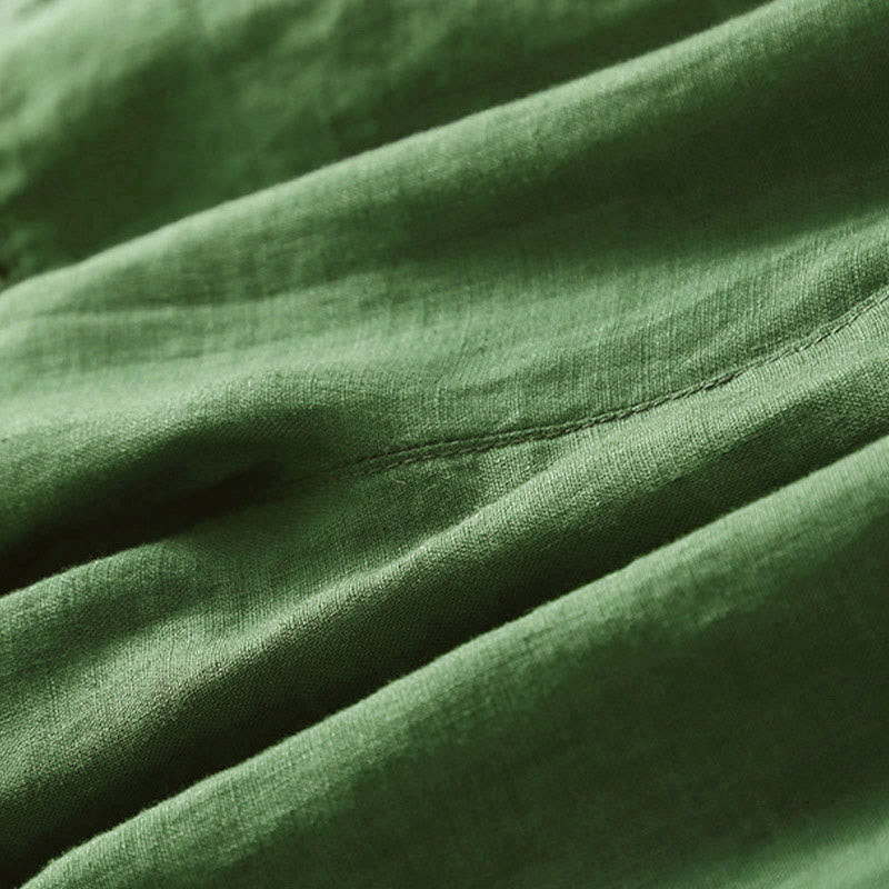 Short en coton à lacets avec poches et motif Buddha Stones, couleur unie, bas ajouré - image 38