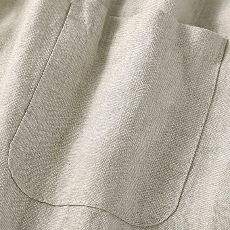 Short en coton et lin à lacets pour femme avec poches et bas uni en Buddha Stones creuse - image 7