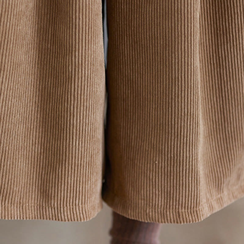 Pantalon en velours côtelé rétro Buddha Stones pour femme, jambes larges, longueur 7-8, avec poches et ceinture. - image 10