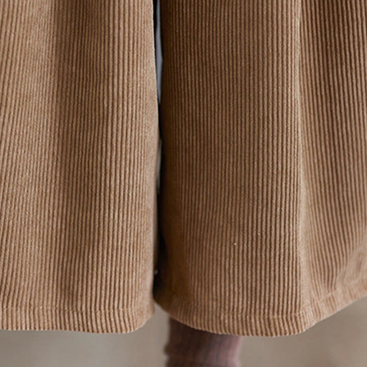 Pantalon en velours côtelé rétro Buddha Stones pour femme, jambes larges, longueur 7-8, avec poches et ceinture. - image 10