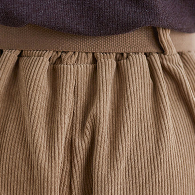 Pantalon en velours côtelé rétro Buddha Stones pour femme, jambes larges, longueur 7-8, avec poches et ceinture. - image 8