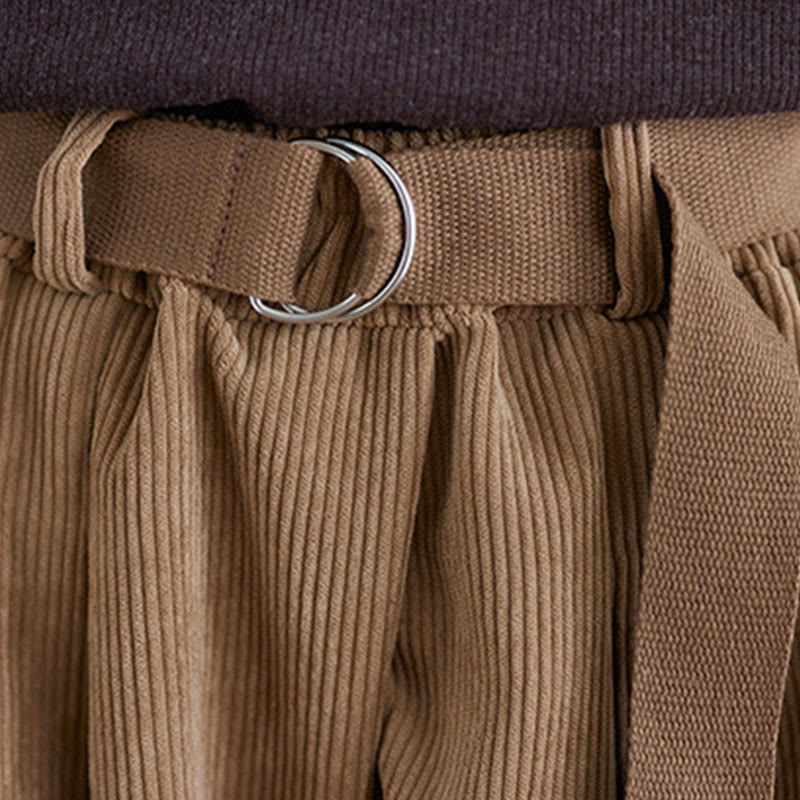 Pantalon en velours côtelé rétro Buddha Stones pour femme, jambes larges, longueur 7-8, avec poches et ceinture. - image 7