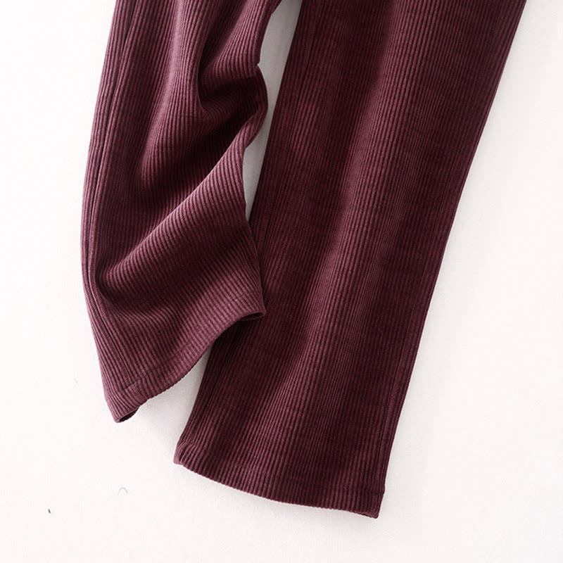 Pantalon décontracté Buddha Stones pour femme, couleur unie, jambes larges, en velours côtelé, doublé polaire de coton, avec poches - image 18