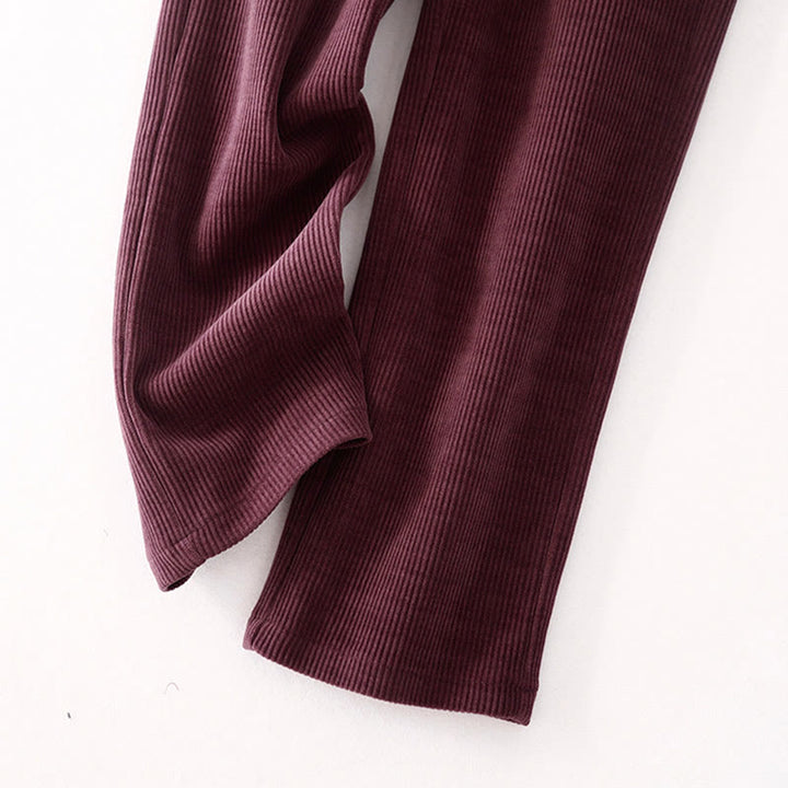 Pantalon décontracté Buddha Stones pour femme, couleur unie, jambes larges, en velours côtelé, doublé polaire de coton, avec poches - image 18