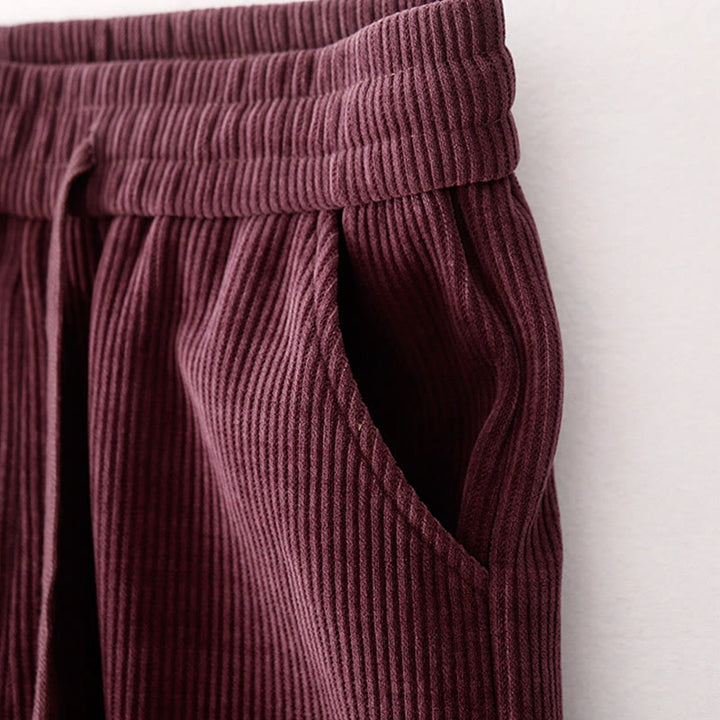 Pantalon décontracté Buddha Stones pour femme, couleur unie, jambes larges, en velours côtelé, doublé polaire de coton, avec poches - image 15