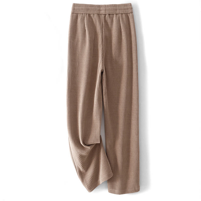 Pantalon décontracté Buddha Stones pour femme, couleur unie, jambes larges, en velours côtelé, doublé polaire de coton, avec poches - image 20
