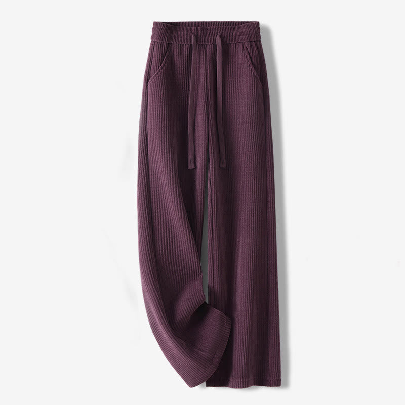 Pantalon décontracté Buddha Stones pour femme, couleur unie, jambes larges, en velours côtelé, doublé polaire de coton, avec poches - Magenta foncé - US12，UK/AU16，EU44 (3XL) - image 29