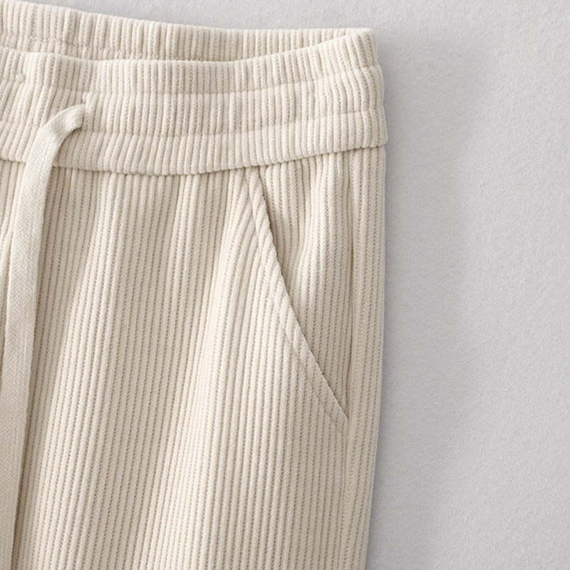 Pantalon décontracté Buddha Stones pour femme, couleur unie, jambes larges, en velours côtelé, doublé polaire de coton, avec poches - image 4