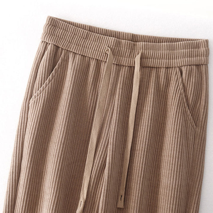 Pantalon décontracté Buddha Stones pour femme, couleur unie, jambes larges, en velours côtelé, doublé polaire de coton, avec poches - image 21