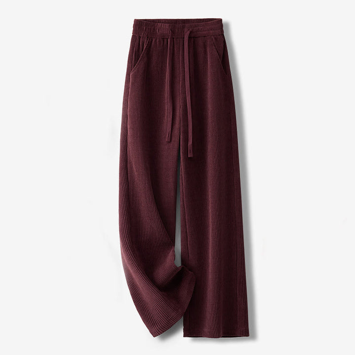 Pantalon décontracté Buddha Stones pour femme, couleur unie, jambes larges, en velours côtelé, doublé polaire de coton, avec poches - Brique réfractaire - US12，UK/AU16，EU44 (3XL) - image 14