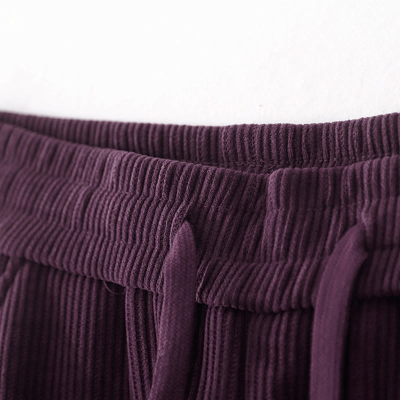 Pantalon décontracté Buddha Stones pour femme, couleur unie, jambes larges, en velours côtelé, doublé polaire de coton, avec poches - image 31