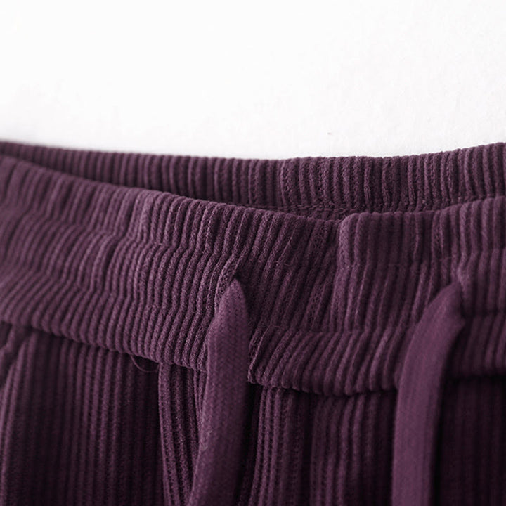 Pantalon décontracté Buddha Stones pour femme, couleur unie, jambes larges, en velours côtelé, doublé polaire de coton, avec poches - image 31