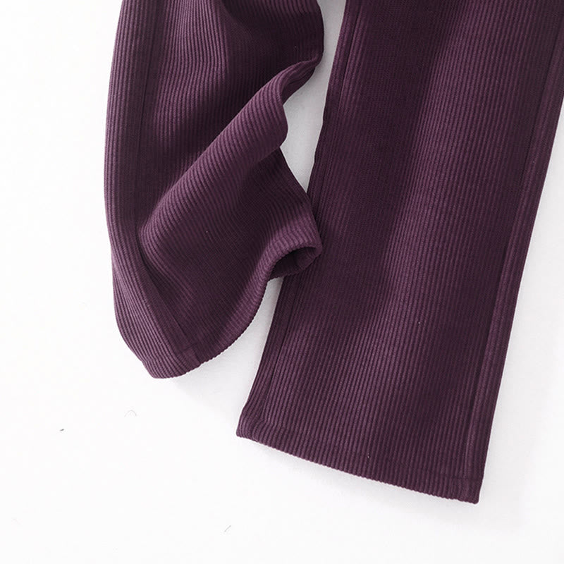 Pantalon décontracté Buddha Stones pour femme, couleur unie, jambes larges, en velours côtelé, doublé polaire de coton, avec poches - image 33