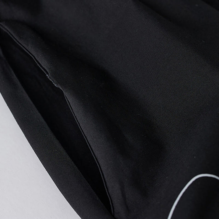 Robe mi-longue en coton à manches longues et revers à lacets avec poches, imprimé Buddha Stones et lignes irrégulières - image 5