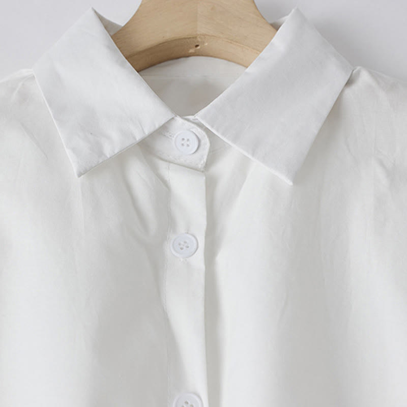 Robe mi-longue en coton à manches longues et revers à lacets avec poches, imprimé Buddha Stones et lignes irrégulières - image 11