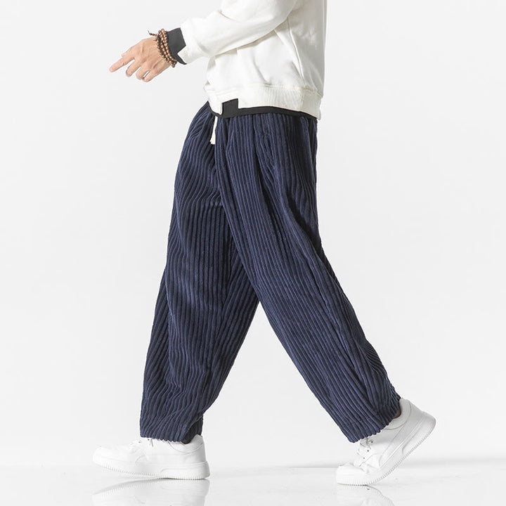 Pantalon sarouel en velours côtelé avec cordon de serrage et poches pour homme, style rétro hiver, couleur unie, motif Buddha Stones - image 21