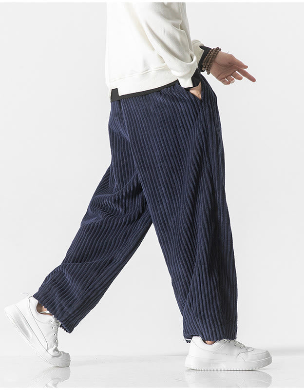 Pantalon sarouel en velours côtelé avec cordon de serrage et poches pour homme, style rétro hiver, couleur unie, motif Buddha Stones - image 22