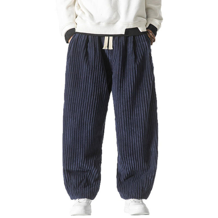 Pantalon sarouel en velours côtelé avec cordon de serrage et poches pour homme, style rétro hiver, couleur unie, motif Buddha Stones - image 25