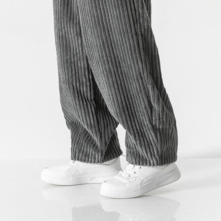 Pantalon sarouel en velours côtelé avec cordon de serrage et poches pour homme, style rétro hiver, couleur unie, motif Buddha Stones - image 9