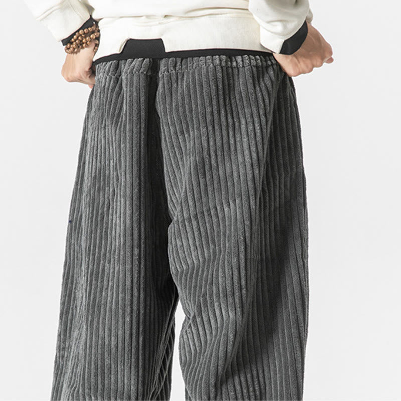 Pantalon sarouel en velours côtelé avec cordon de serrage et poches pour homme, style rétro hiver, couleur unie, motif Buddha Stones - image 7