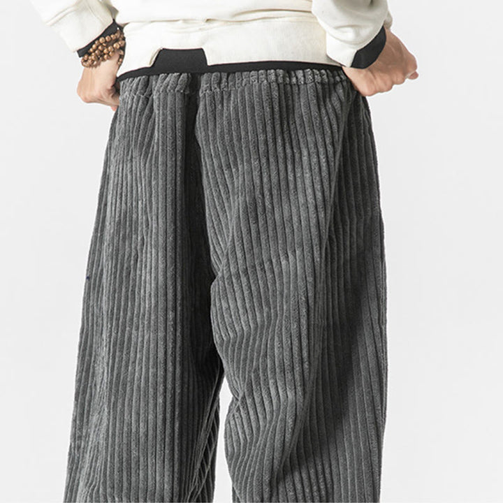 Pantalon sarouel en velours côtelé avec cordon de serrage et poches pour homme, style rétro hiver, couleur unie, motif Buddha Stones - image 7