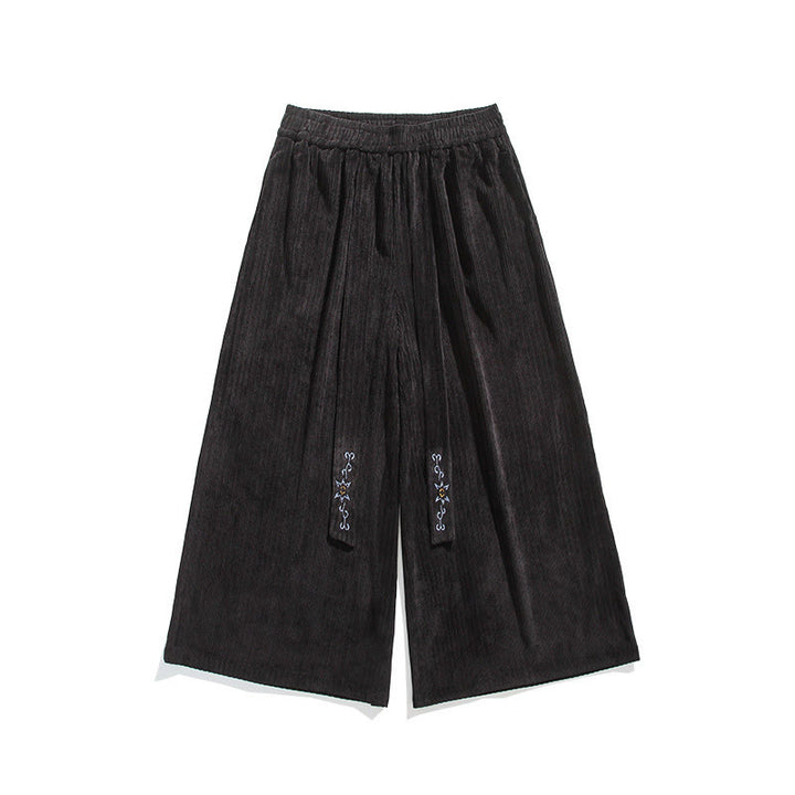 Pantalon large en velours côtelé pour homme, avec poches et broderies Buddha Stones , style décontracté - image 22