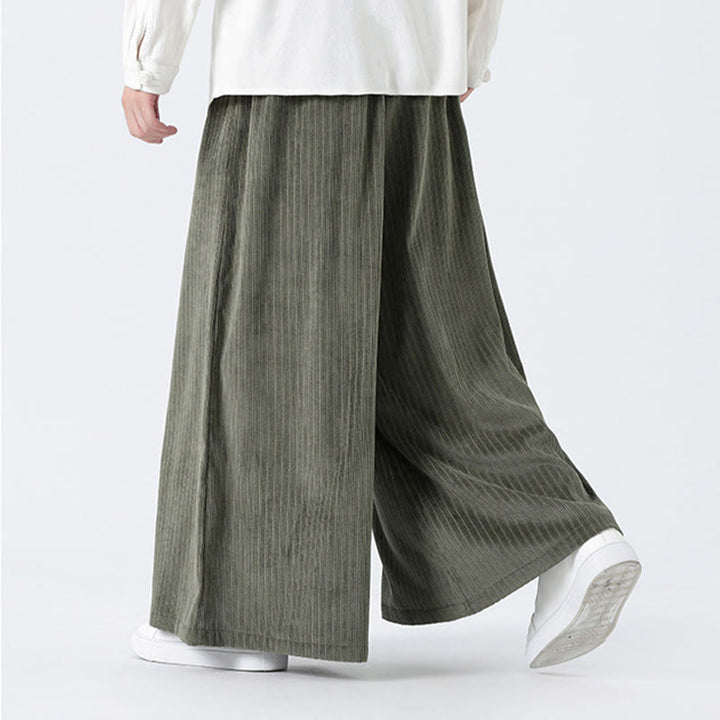 Pantalon large en velours côtelé pour homme, avec poches et broderies Buddha Stones , style décontracté - image 7