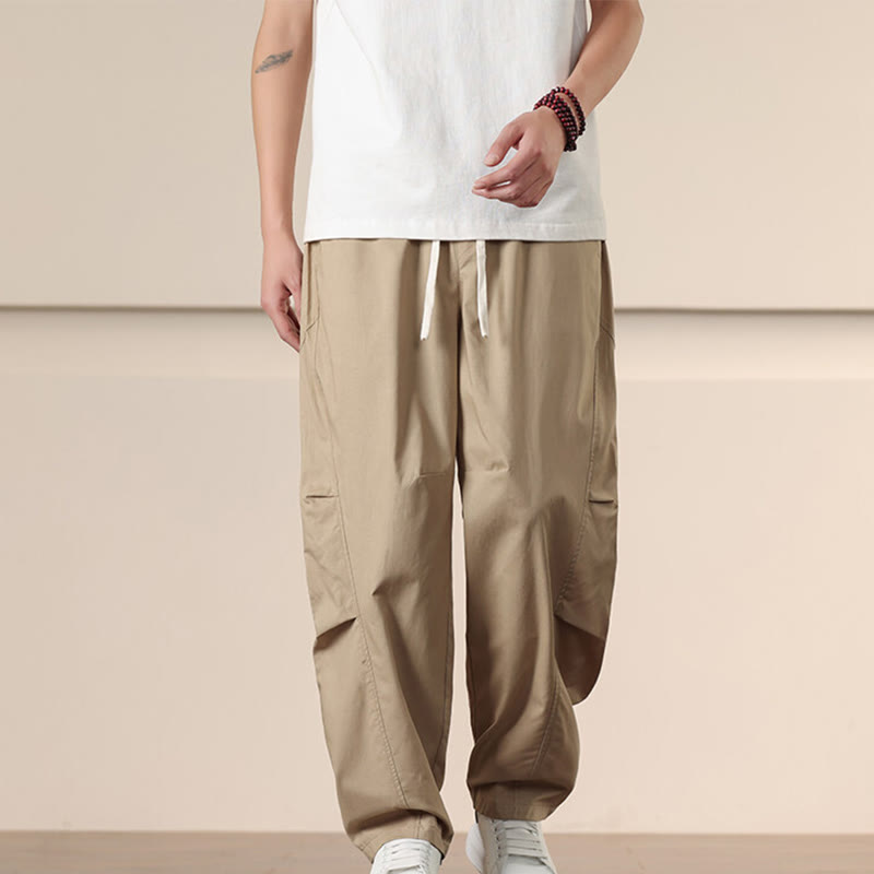 Pantalon cargo décontracté vintage à cordon de serrage pour homme avec poches et motif Buddha Stones - image 1